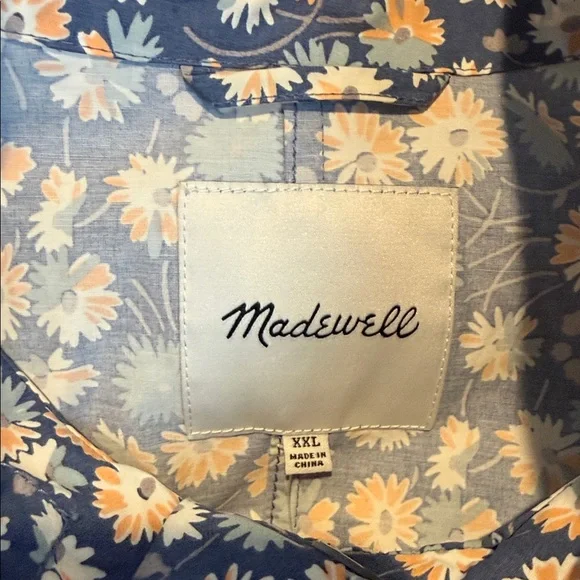 Madewell Womens Flattering Ruffle-Neck Anorak Raincoat French Floral XXL